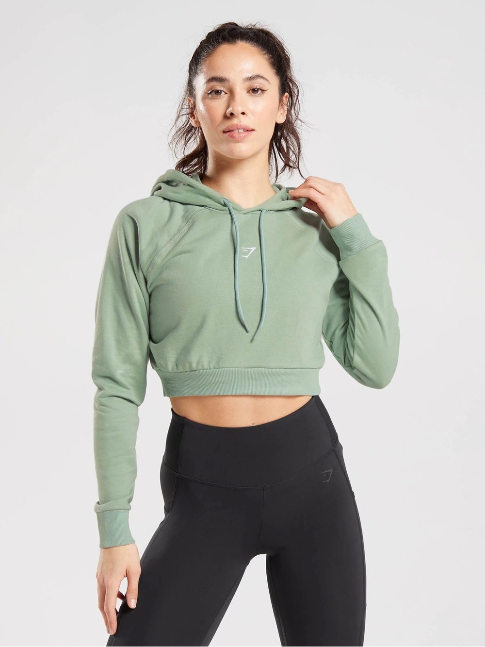 Gymshark Sage Green Cropped Hoodie Medium